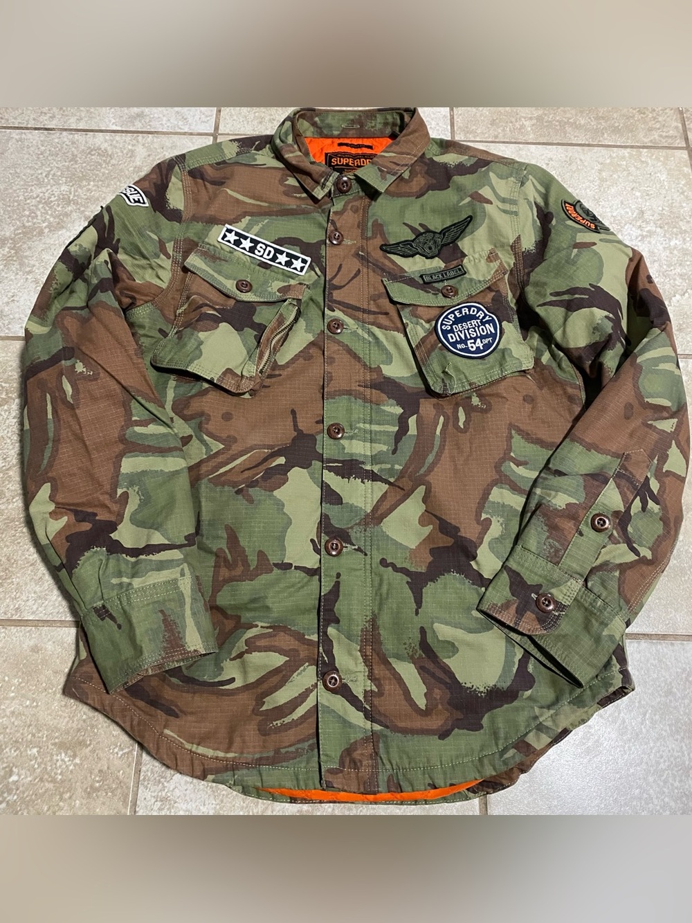 Superdry International Corps Camo Quilted Lining Shacket - Size S